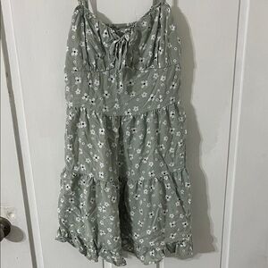 Hollister Floral Green Sleeveless Dress